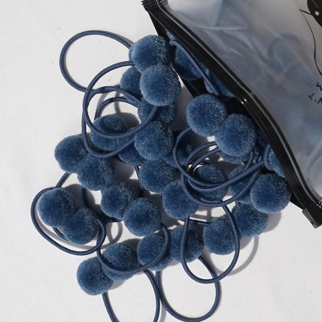 20 Stück 1,4" Kleine Solide Doppelte Fellkugel mit Elastischem Seil Handgemachtes Band für Kinder Mädchen Haaraccessoires