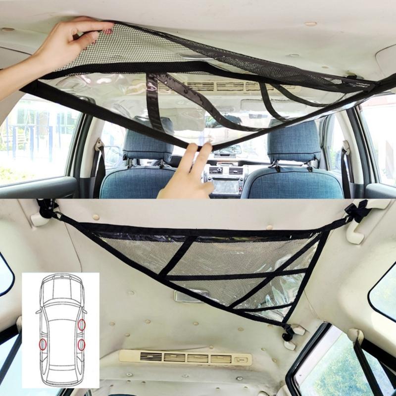 Car Ceiling Cargo Net Pocket Mesh Roof Storage Organizer Large Capacity Pocket