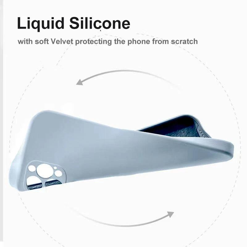 Capa de telefone de silicone líquido quadrado luxuoso TPU macio para iPhone 15 14 13 12 11 Pro Max X XR XS Max 7 8 14 15 Plus Proteção total TPU Capa traseira