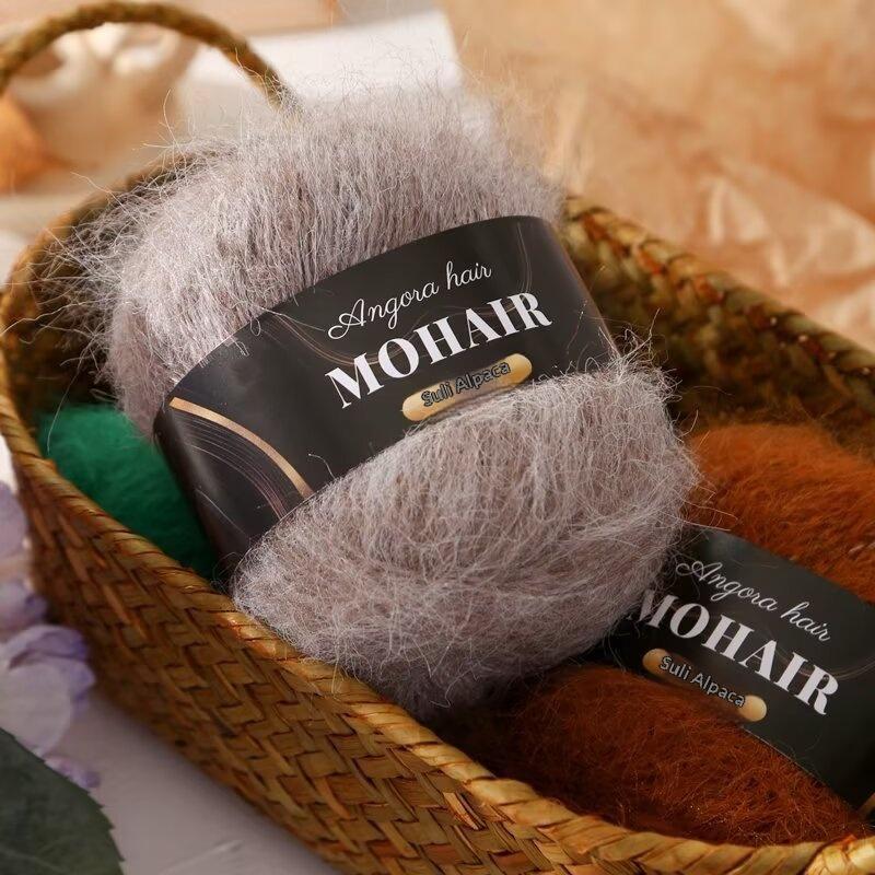 2 Stück mehrfarbiges Alpaka-Mohair Gradient gefärbtes Mohair Handgestricktes mittelschweres Muster Babywolle Schal/Decke
