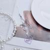 DIY Crystal Heart Phone Strap with Cute Bowknot Wing Heart Phone Strap Keychain