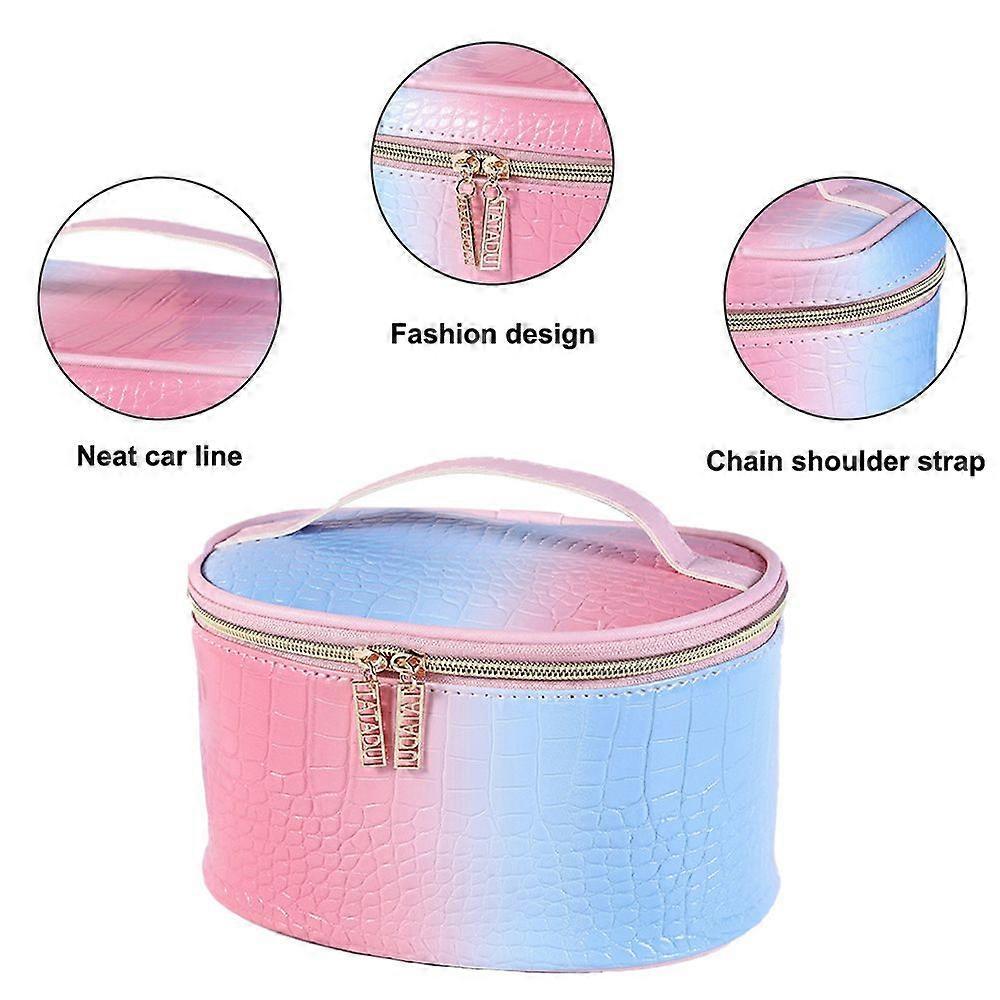 Gradient color portable portable large-capacity cosmetic bag, made of PU