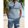 Sommeranzug 3D-Druck Herren Freizeit Kurzarmanzug Geeignet für Sportanzug Herren Rundhals Kurzarm Oberteil Und Shorts