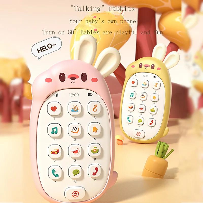 Baby Beißspielzeug Telefon Ungiftig Und Geruchlos Multifunktionales Musiktelefon Kinder Hasen Spielzeug Keine Batterie