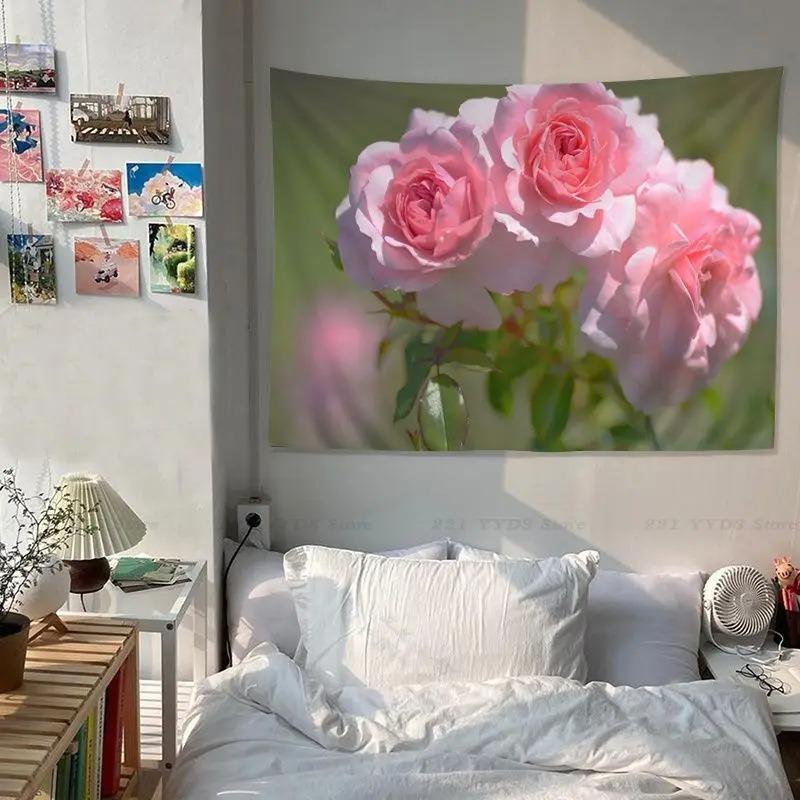 

Гобелен для гостиной в офисе, розовая роза, подвесная ткань, украшение на стену дома, гобелен 200x150cm