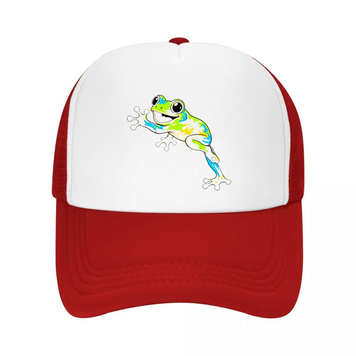 Playful Neon Tree Frog Splash Mesh Baseball Cap Casual Hat Outdoor For Womens Unisex FeUnisex One Size