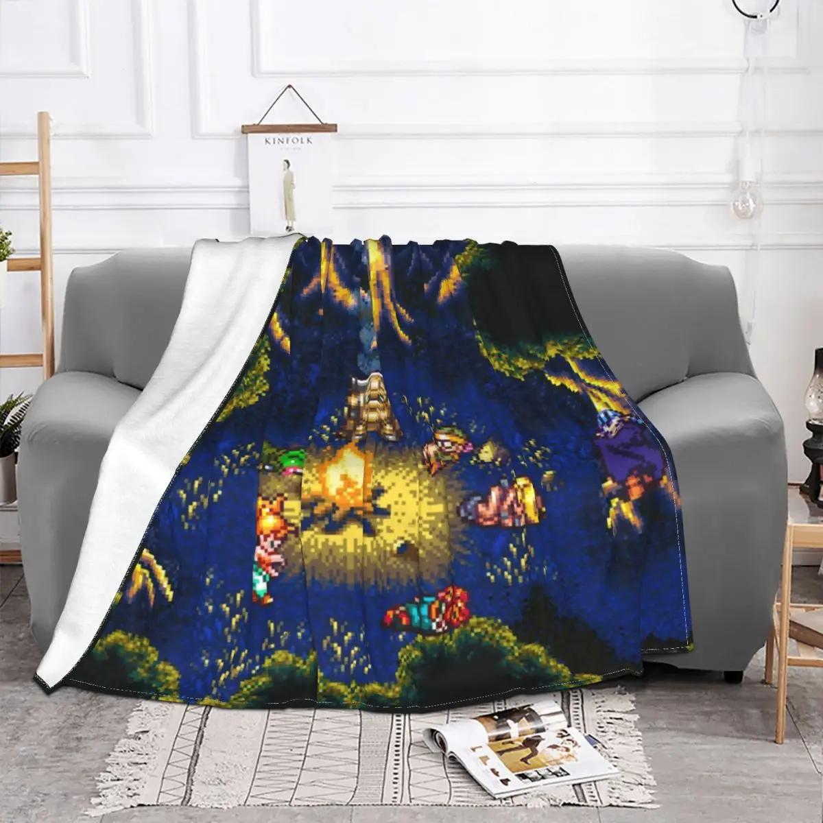 Chrono Trigger Campfire Final Fantasy Blanket Coral Fleece Plush Autumn/Winter Game Soft Throw Blanket for Bed Outdoor Bedspread 80x120cm(31x47inch)