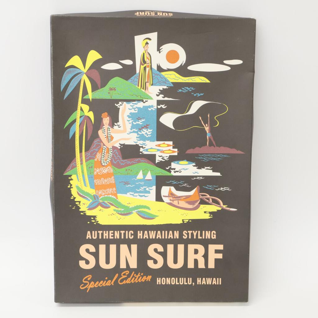 SUN SURF [MUSASHIYA] Stainless Steel30211 Sankin-Kotai Short Sleeve Rayon Aloha Shirt tops S BrownUsed