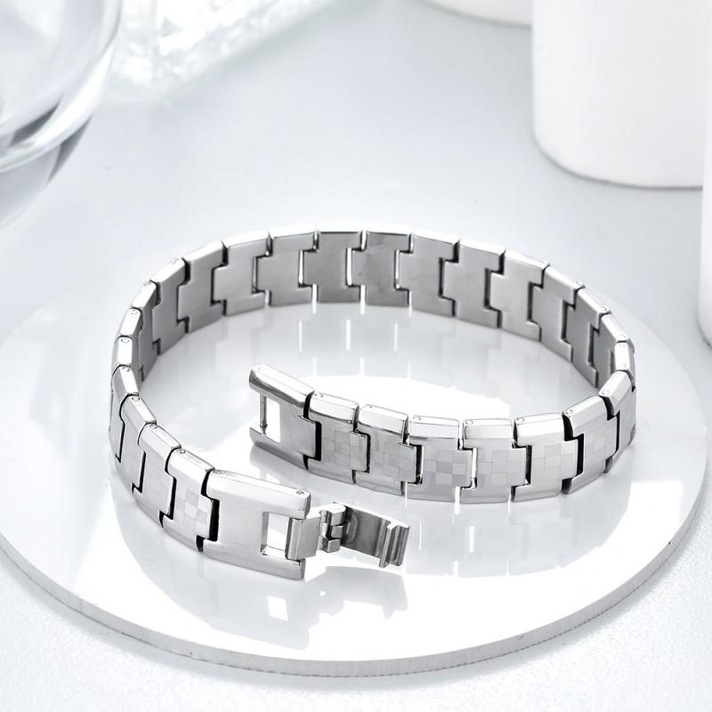 Stainless Steel Mens Geometric Black Bracelet Minimalist Luxury Style Casual Office Wear