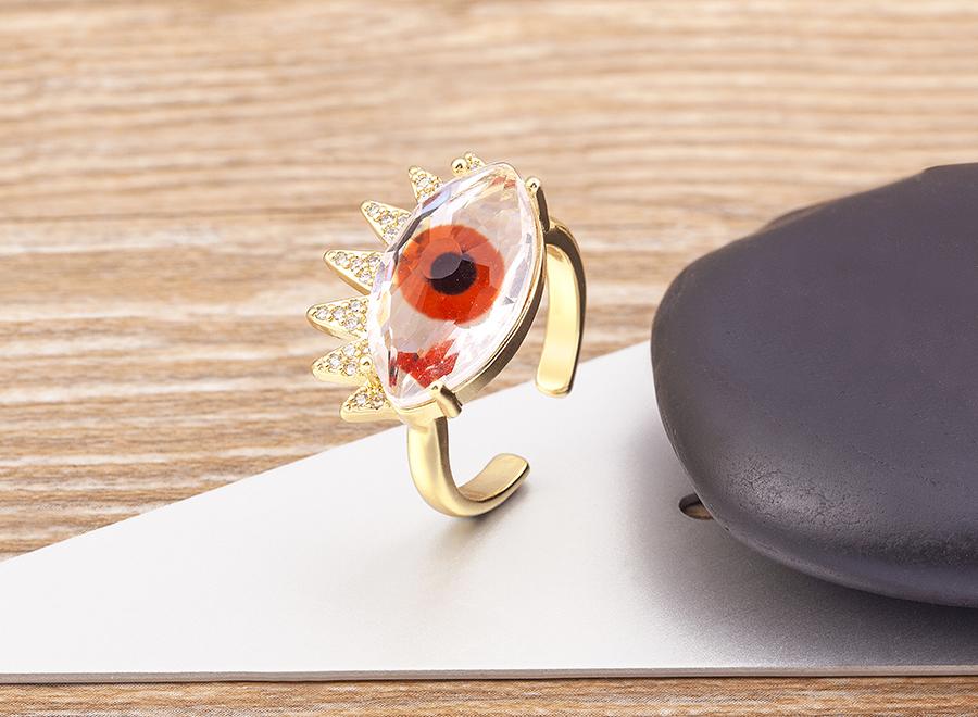 Nidin Trendy Bohemian Lucky Colorful Evil Eye Transparent Rhinestone Opening Adjustable Ring Womem Elegant Jewelry Fine Gift