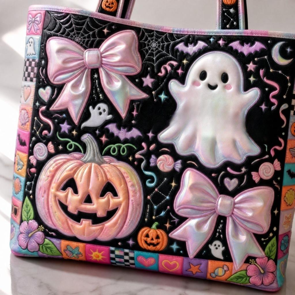 Halloween-Stepptasche mit Stickerei - Feiertags-Umhängetasche für Damen