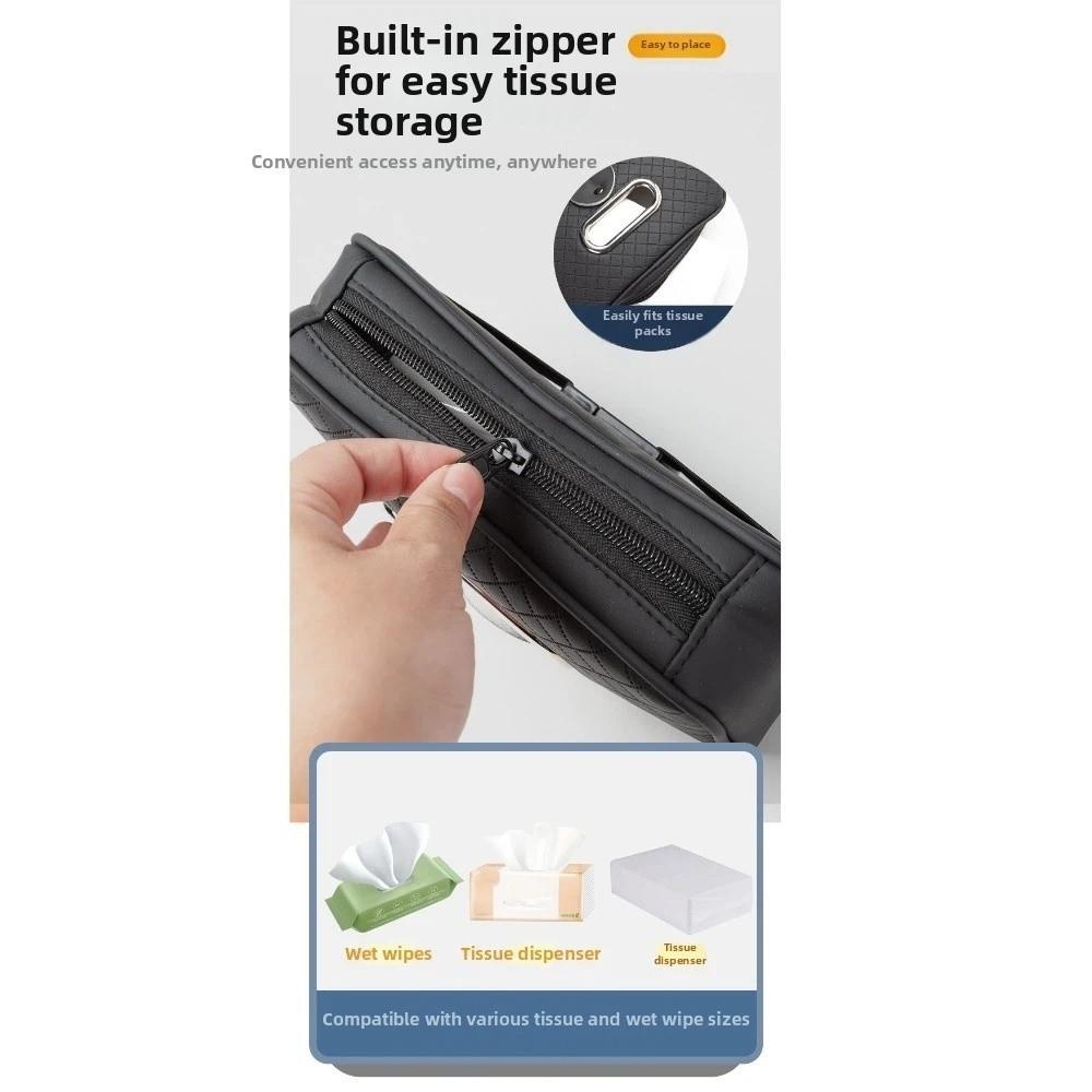 Thickened Car Visor Tissue Box PU Leather Backseat Tissue Case Car Interior Accessories