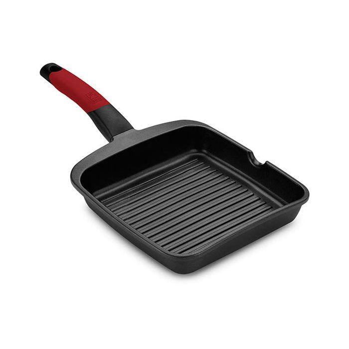Poêle À Griller - BRA - Premiere - 28 X 28 Cm - Rouge - Poignée Ergonomique