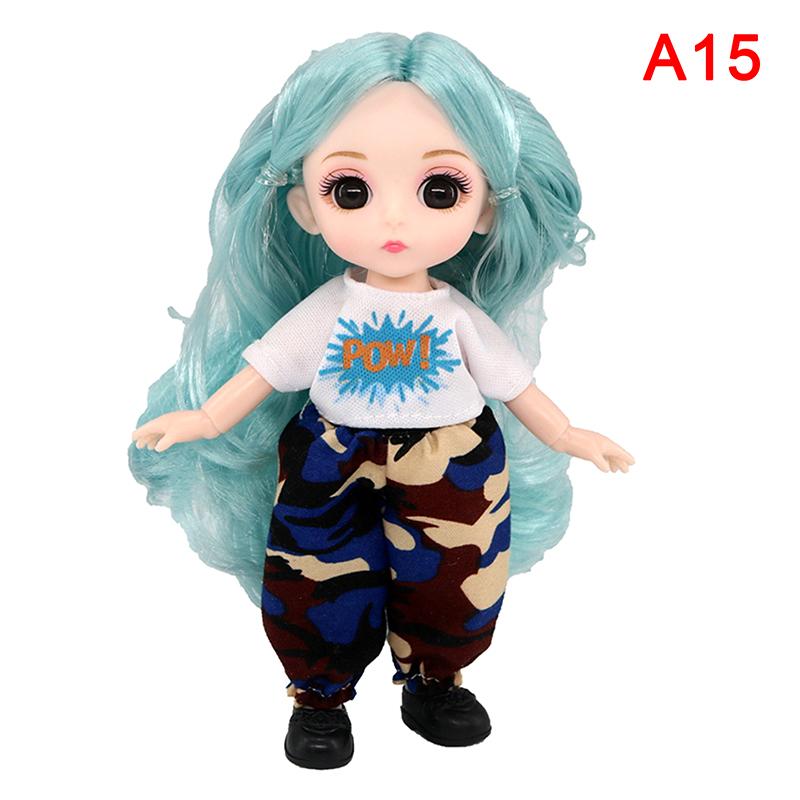 Bjd 16Cm Doll 13 Movable Joints Casual Fashion Princess Clothes Suit Accessories Nude Decoration Multicolor Hair Girl Gift Toy