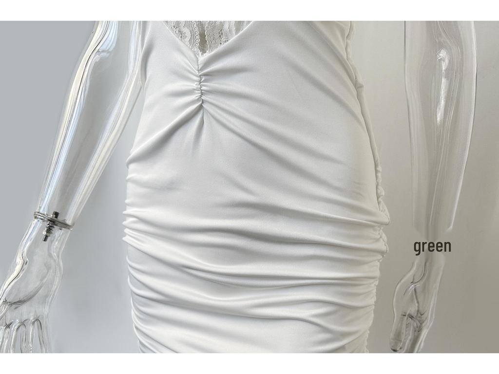 Halter Tie-Back Backless V-Neck Sleeveless Bodycon Dress for Women - European and American Style
