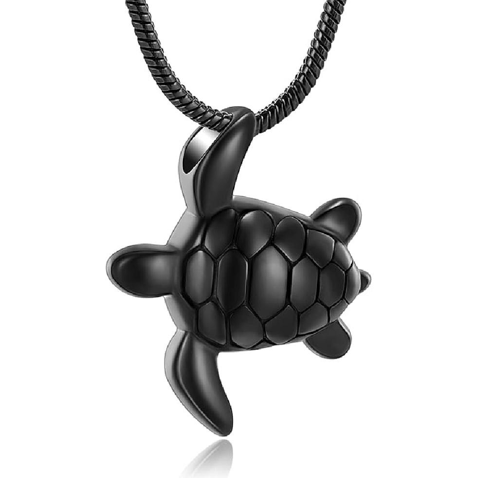 shajwo Sea Turtle Cremation Urn Necklaces for Ashes Stainless Steel Animal Urn Keepsake Jewelry Pendants for Men Women