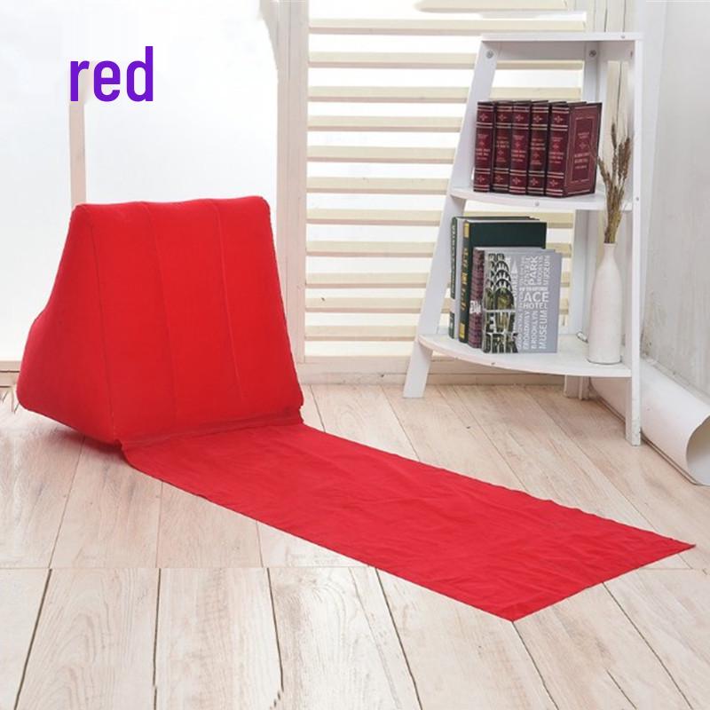 PVC Inflatable Beach Mat with Triangle Back Cushion, Portable & Moisture-Proof, Includes Pillow, Flocking, Folding Design for Single Person Use.