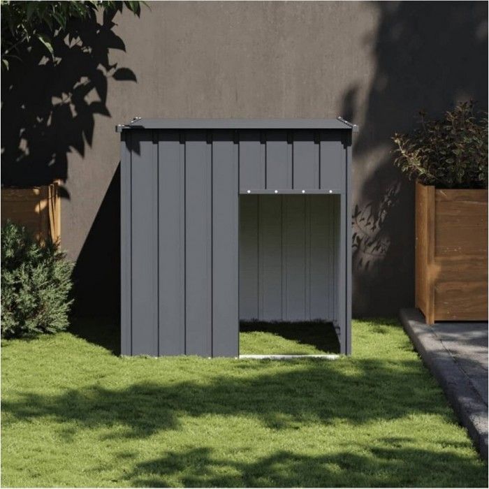VidaXL Niche pour Chien avec Toit, Abri pour Chien, Cage pour Animaux de Compagnie, Maison d’Extérieur Patio, Anthracite 172355
