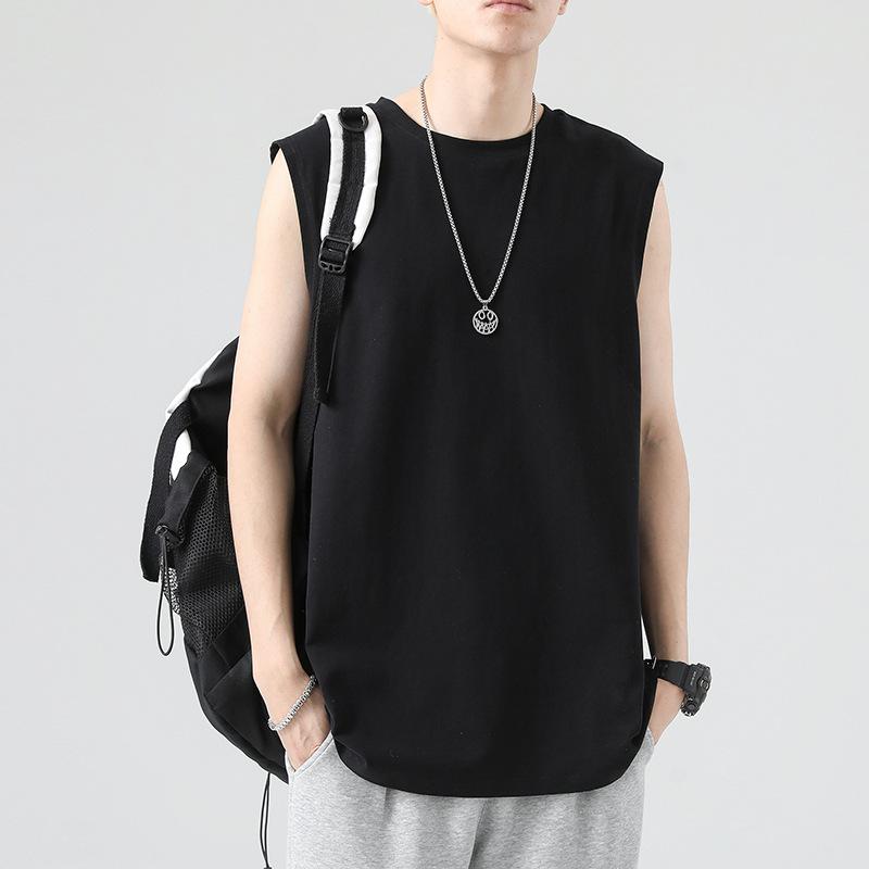 Summer Cotton Tank Tops Men Solid Color Sleeveless Tees Loose Vest Men's Casual Sports Comfortable Breathable O-Neck Tank Tops