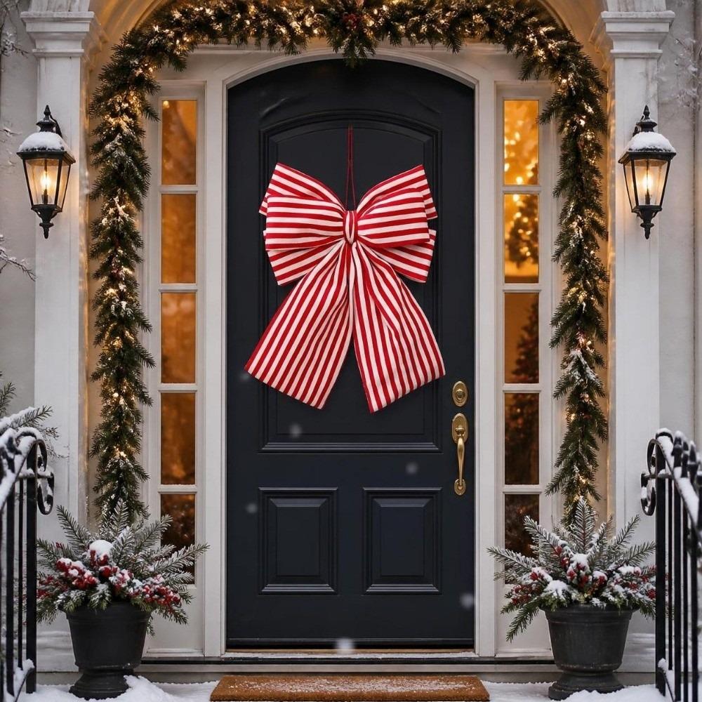 Stripe Christmas Tree Topper Bow DIY Christmas Wreaths Bow Tree Bow with Long Tails  Home Decor
