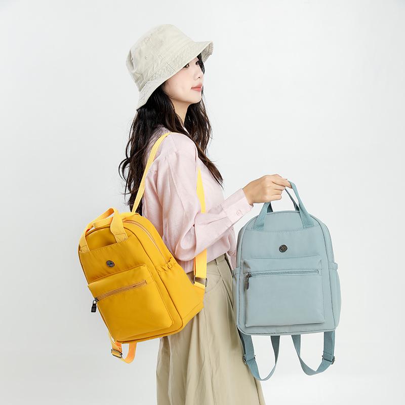 Solid Color Large Capacity Backpack Women Travel Backpack Lightweight College Student Schoolbag