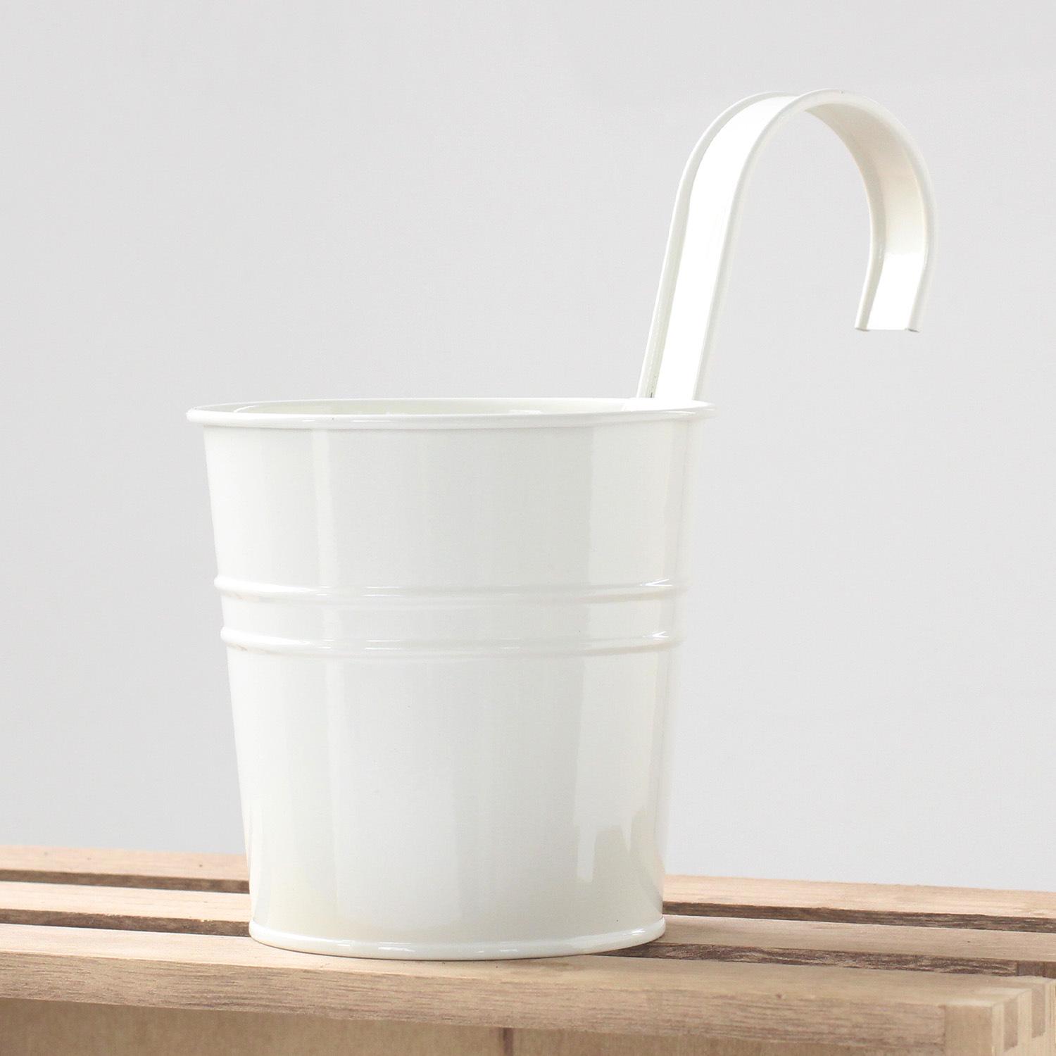 Retro Tin Flower Bucket Planter with Detachable Hook and Drainage Holes Small Detachable Hanging Bucket