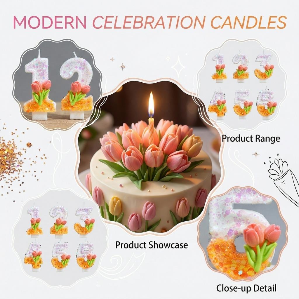 Fashion Cartoon Creative Birthday Candles Party Digital Candles