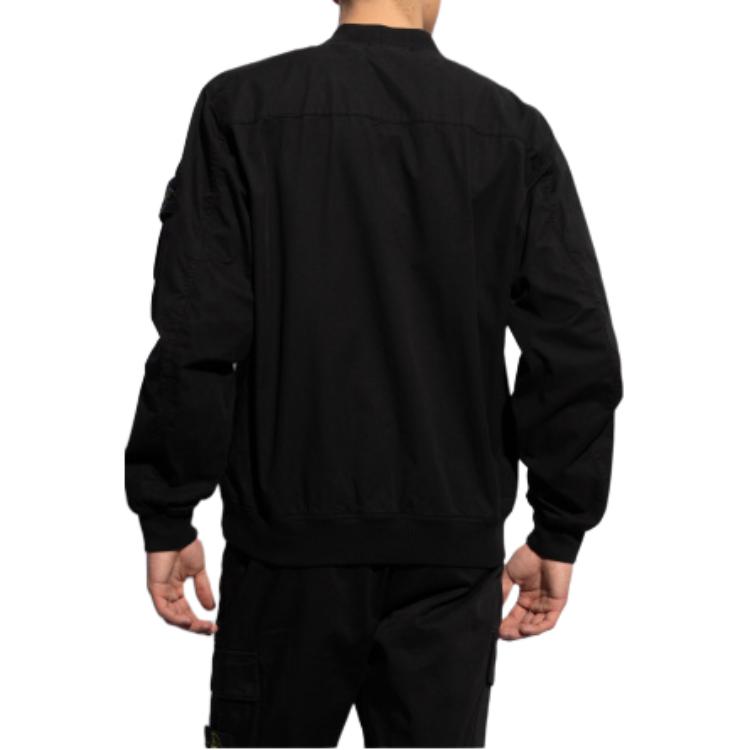 STONE ISLAND Solid Color Zip Bomber Pilot Jacket Men Jackets Black 801542510-V0029