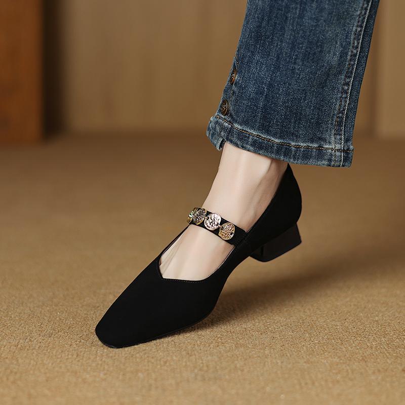 Fashion 2025 New Spring Mary Jane Shoes Genuine Leather Shoes for Women Fashion Leopard Print Square Toe Shallow Women Pumps Low Heels