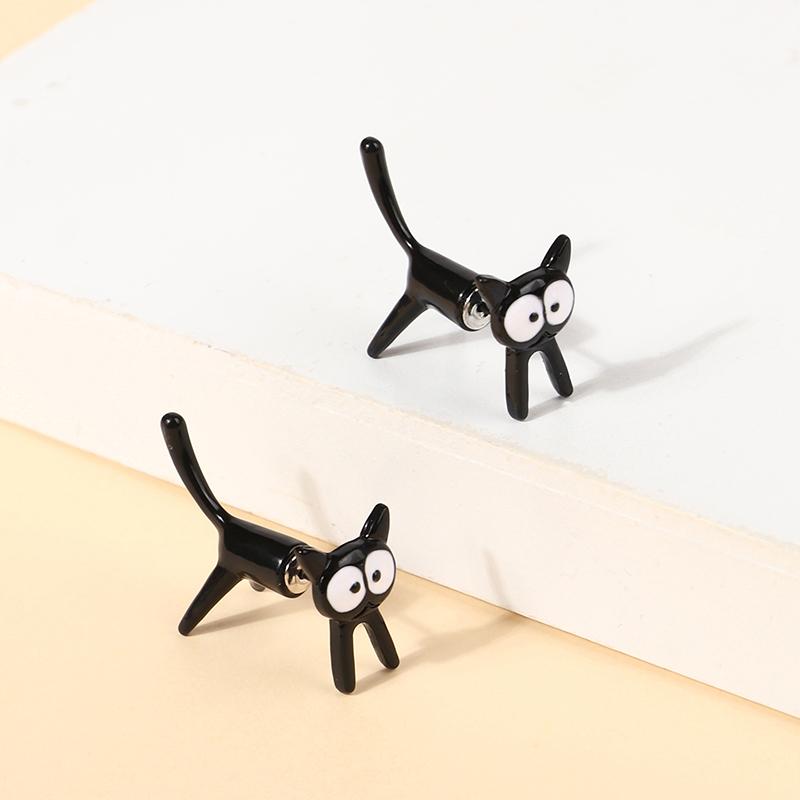 1 Paar Lustige Schwarze Katze Persönlichkeit Ohrring Für Frauen Niedliche Kätzchen Tier Ohrringe