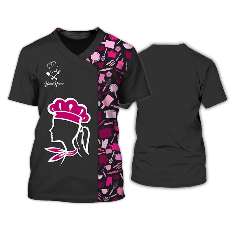 Modische Koch Grafik T-Shirts für Herren Sommer Lässig Kurzarm Benutzerdefinierter Name 3D Gedruckte T-Shirts Locker Atmungsaktive Pullover T-Shirts