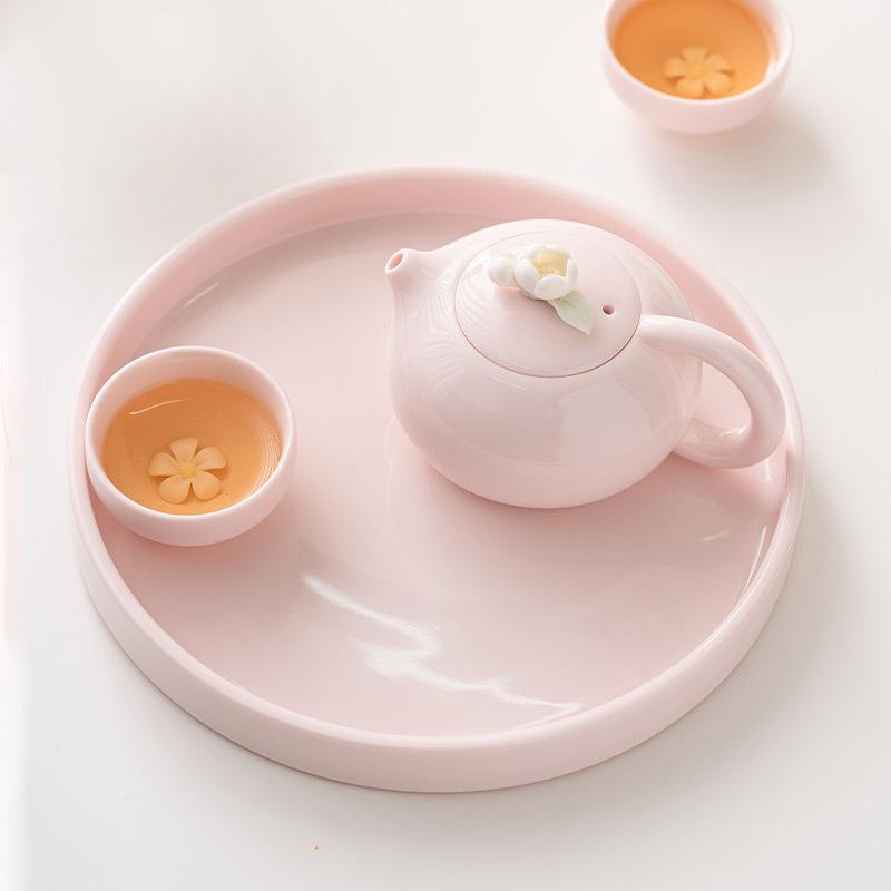 Pfirsichpulver gekniffene Blume Xishi Kanne Keramische Teekanne Haushalt handgefertigte Teekanne Einzelkanne Nachmittagstee-Aufbrüher Kung Fu Teeset