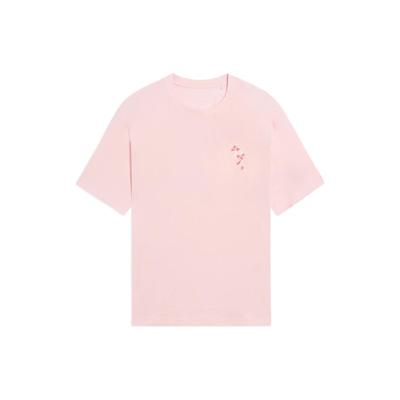 Li Ning SS22 Cherry Blossom Series Loose Short Sleeve Round Neck T-Shirt Women Tops Pink AHSS912-2
