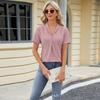Women's Spring and Summer New, V-neck Jacquard, Loose Tops, Lapel Swallowtail, Short Sleeve T-shirt