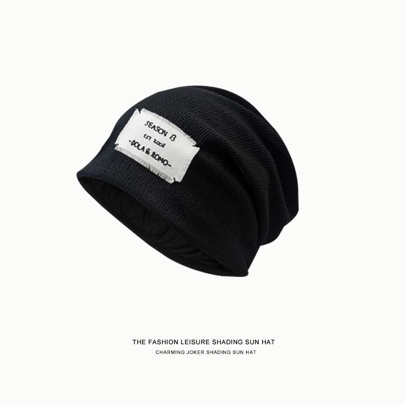 Korean Style Trendy Slouchy Beanie for Women and Men - Thin, Knitted, Youthful Fashion with Applique Design.