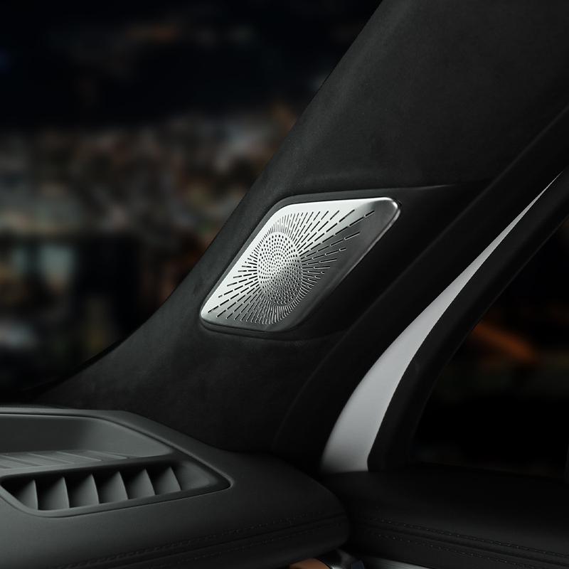For Hyundai Santa Fe MX5 2024 2025 2PCS Stainless Steel Car Door A-pillar Audio Speaker Cover Trim LHD