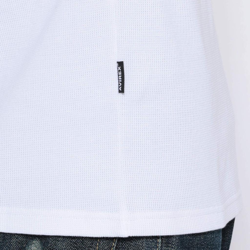 Avirex Daily Mini Waffle Size Long Mini Waffle V-Neck Tee, Men's, Small, 6163584, White, Sleeve, T-Shirt