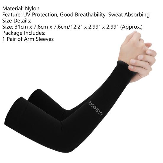 1 Pair Arm Sleeves UV Protection High Elasticity Nylon Sweat Absorbing Cooling Cycling Arm Sleeves for Exercise