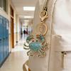 Keychain Pendant DIY Accessories Sparkling Faux Crystal Beads Crab Charm Key Ring Backpacks Handbags Accessories