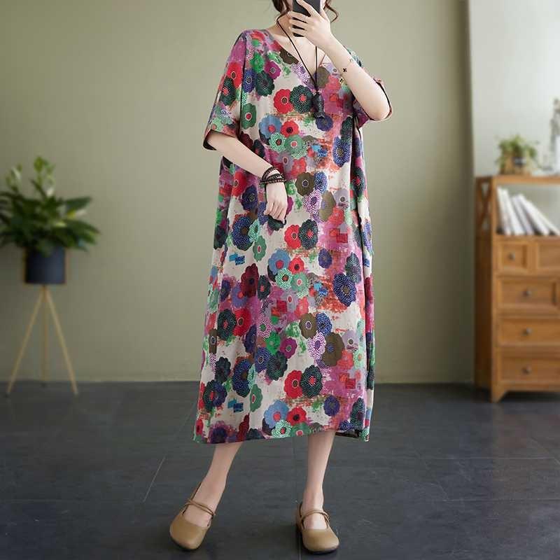 Sommer Neue Vintage Bedruckte Literarische Kleider