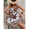 Women's Summer Elegant Vacation Style Tropical Plant Printed V-neck Strap Dress