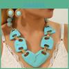 Set di Collana e Orecchini Geometrici in Resina Unisex con Finitura Galvanica per Regalo