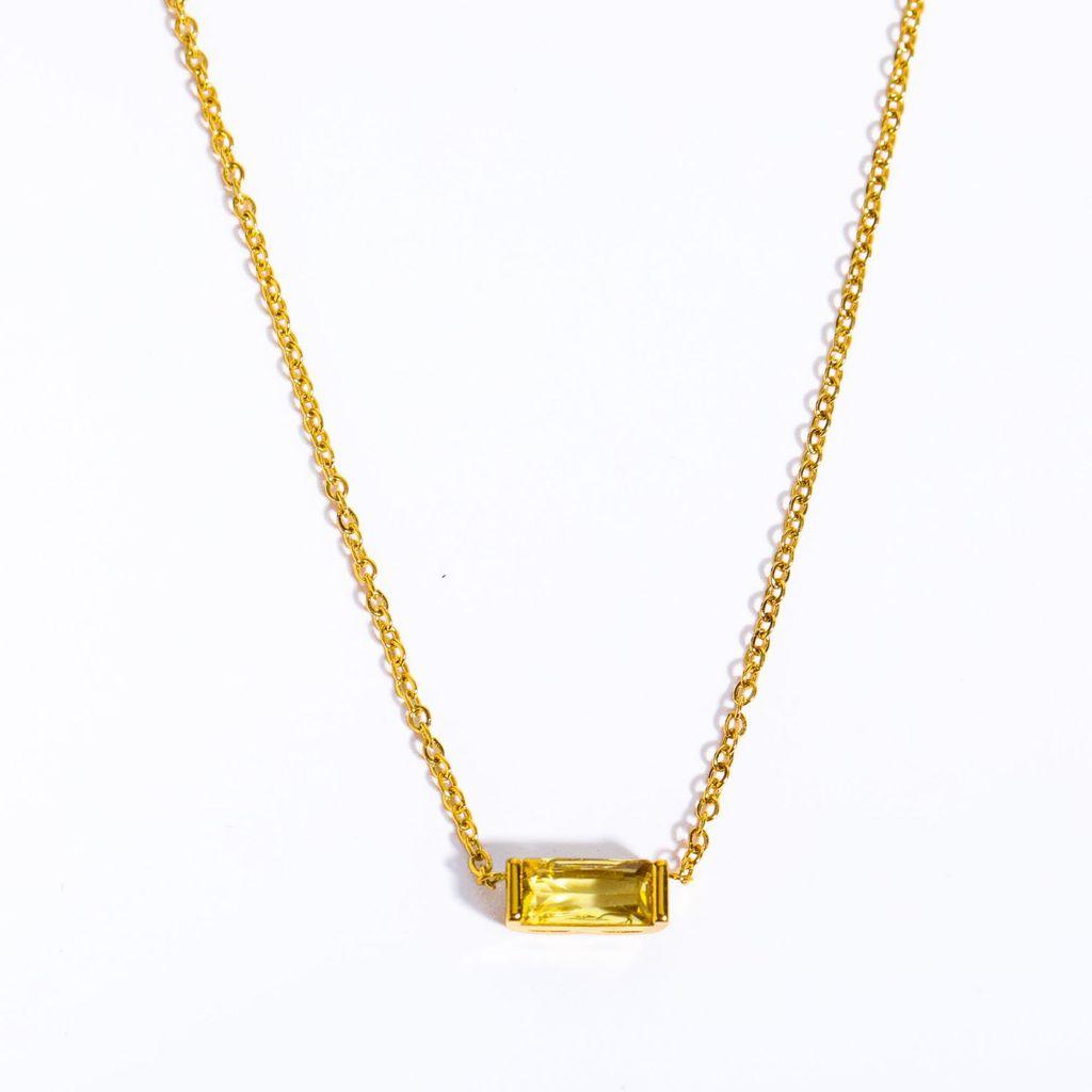 Titanium Steel Birthstone Pendant Necklace For Women Men With Geometric Design