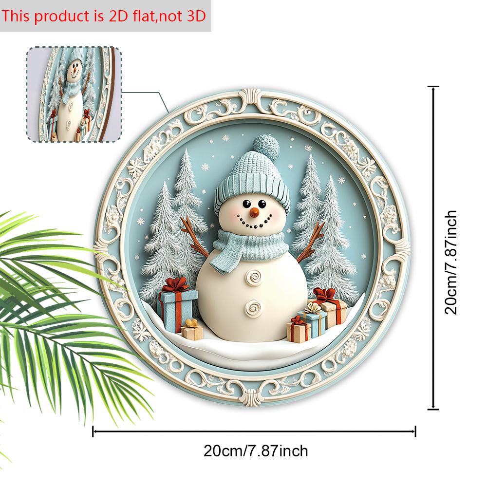 Christmas Wooden Sign with Adorable Snowman Pattern - Warm Winter Round Sign for Front Door, Wall Hanging Decor - Ideal Christmas Gift