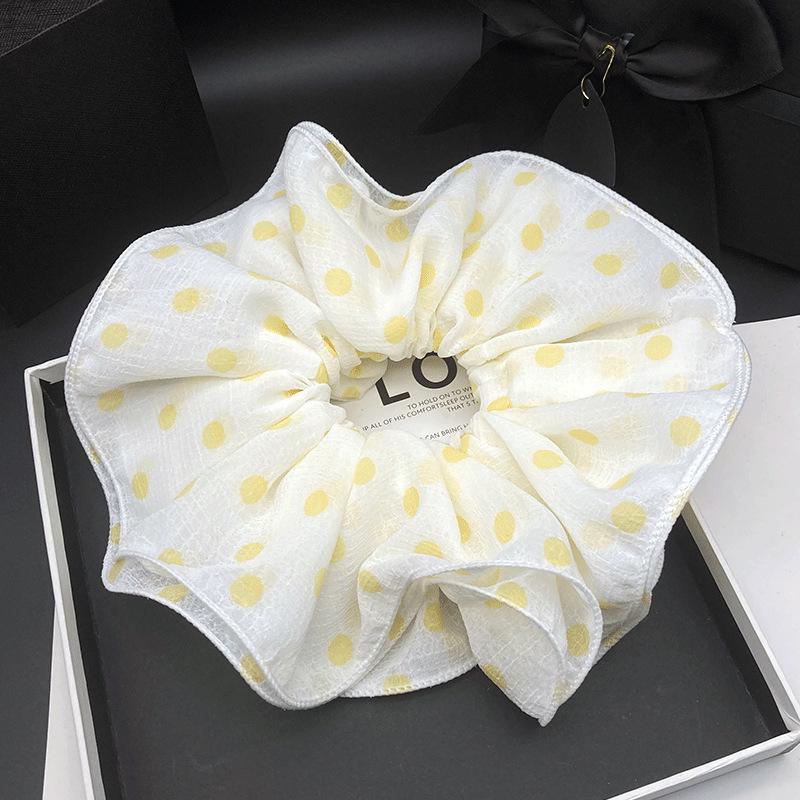 Korean Blue Polka Dot Scrunchie - 2025 Lazy Style Hair Tie for Women