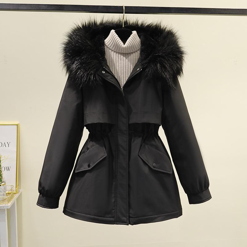 2023 winter new slim-fitting small Parker tooling cotton women's short fashion velvet thickened Parker cotton clothes