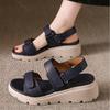 Fashion Retro Thick Bottom Roman Sandals Female Summer New Large Size Versatile Wedges Middle Heel Sandal Casual Solid Open Toe Sandales