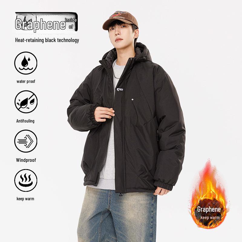 

Куртка зимняя унисекс из графена: Свободное, толстое, теплое, с хлопковой подкладкой, ветрозащитное пальто с капюшоном 2XL (80-92.5 kg)