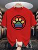 Unisex Crew Neck Tee Rainbow Paw Print Circular Pattern Graphic Soft Cotton Loose Short Sleeve Summer Casual Male Streetwear Tops