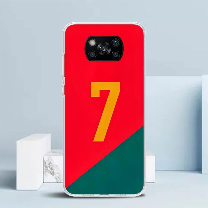 FootBall SuperStar Number C 7 10 Phone Case For Xiaomi Poco F7 Ultra X5 X6 X7 Pro M7 Redmi 15C 15 13C 13 12C 12 10C 10 10A 9 9C